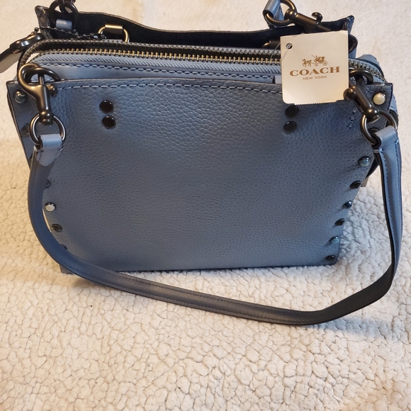 BEAUTIFUL NWT'S COACH ROUGE 25 with RIVETS SHOULDER & HANDBAG Slate Blue SOLDOUT - Picture 11 of 11